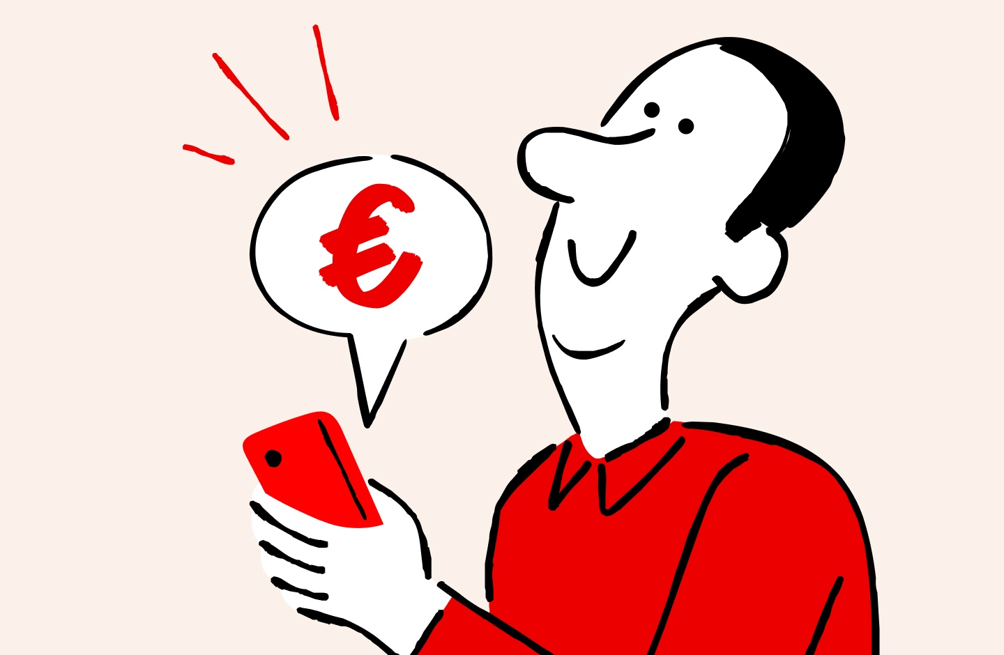 ilustração de homem a mexer em telemóvel