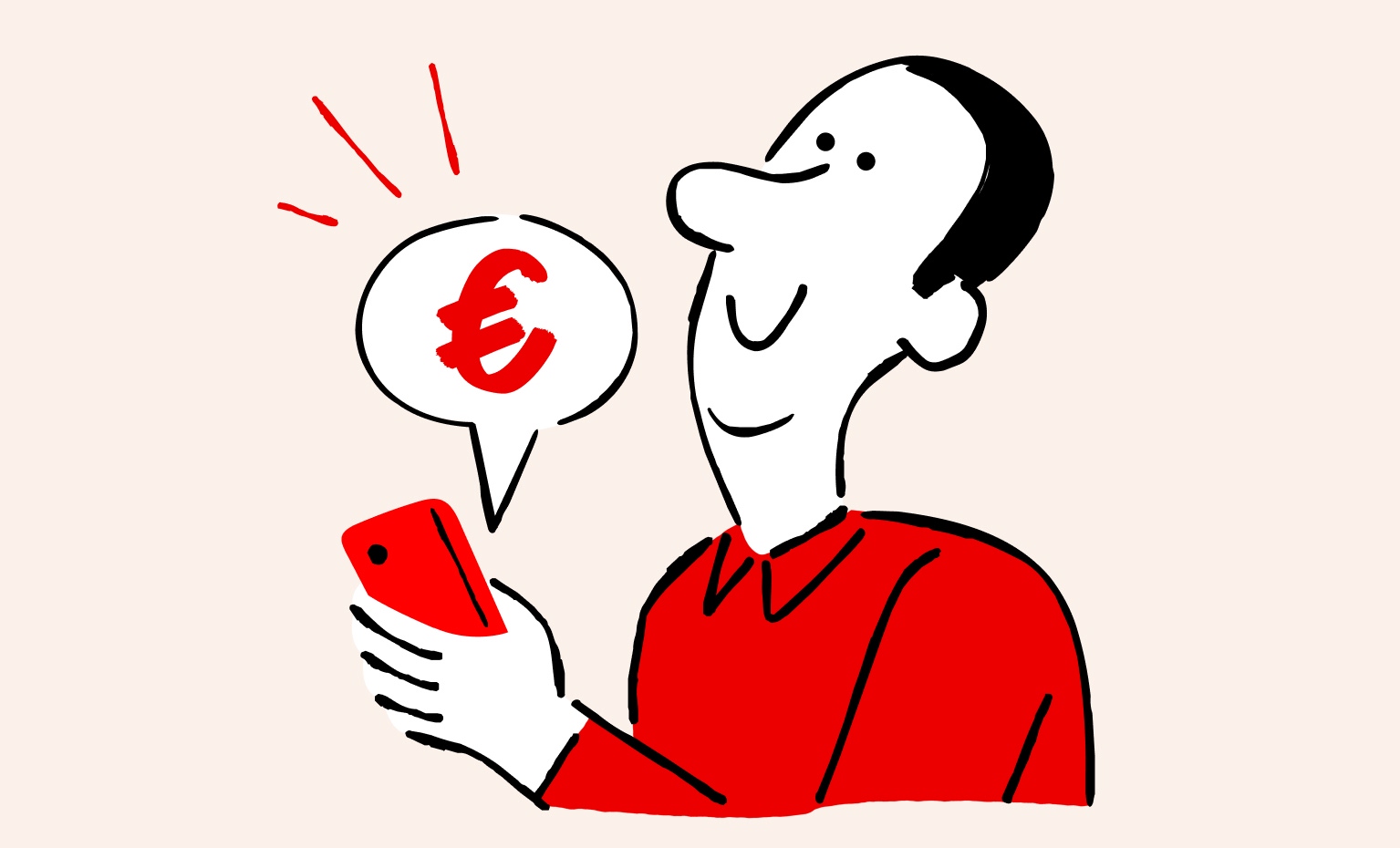 ilustração de homem a mexer em telemóvel