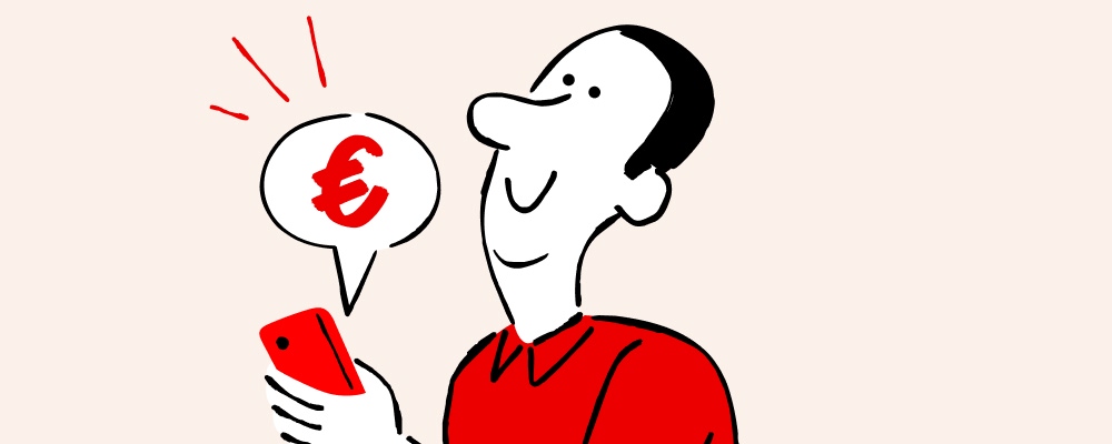 ilustração de homem a mexer em telemóvel