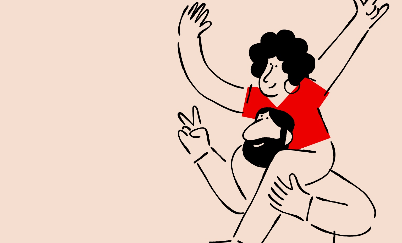 ilustração de mulher às cavalitas de homem