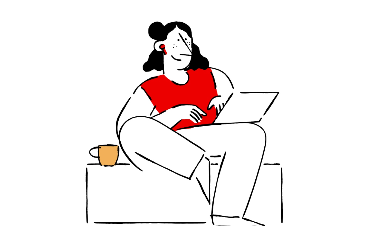 ilustração de alguém com laptop ao colo