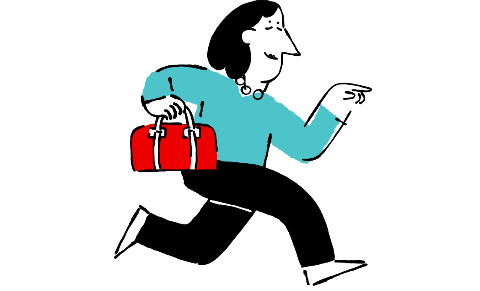 ilustração de alguém a correr e a segurar uma mala de mão