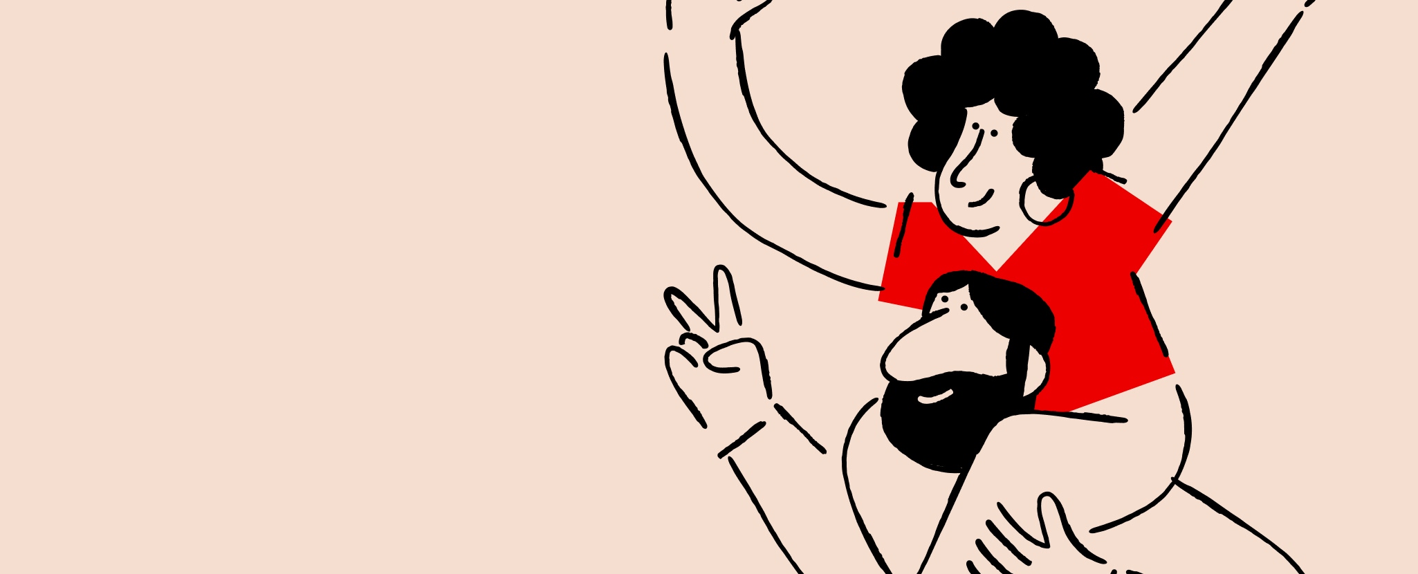 ilustração de homem com mulher às cavalitas