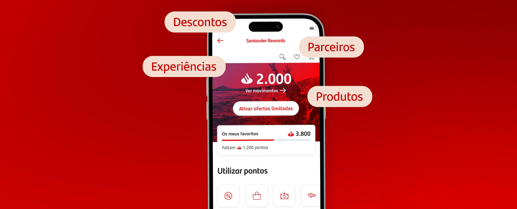 ecrã de Santander Rewards