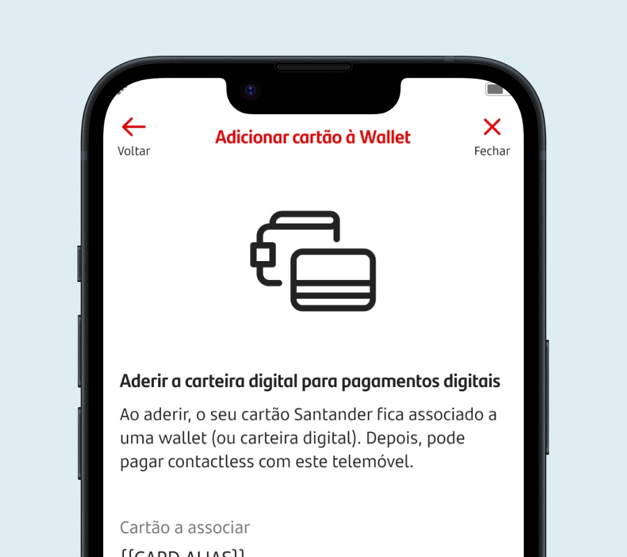 ecrã de funcionalidade da App Santander Particulares