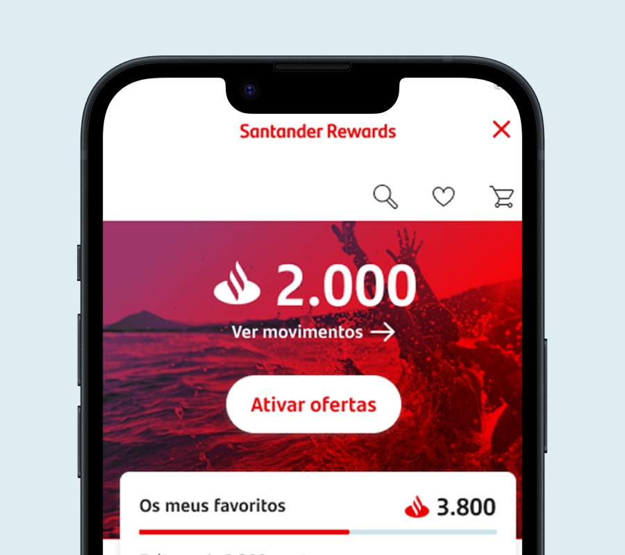 ecrã de funcionalidade da App Santander Particulares