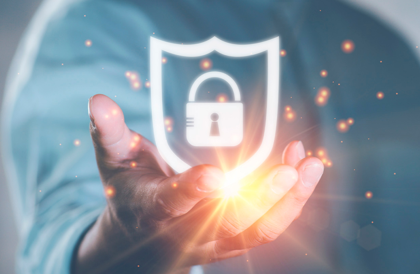 ilustração de cadeado fechado em escudo