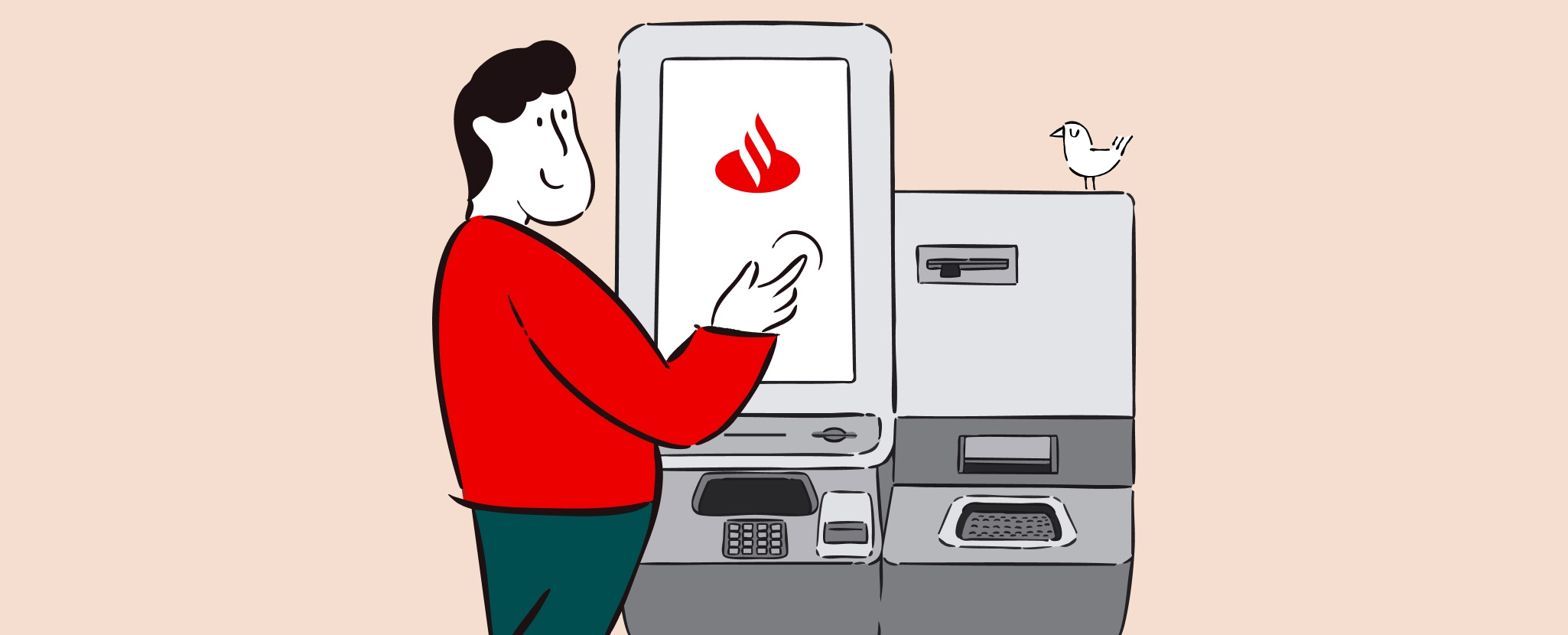 ilustração de caixas self-service no Santander
