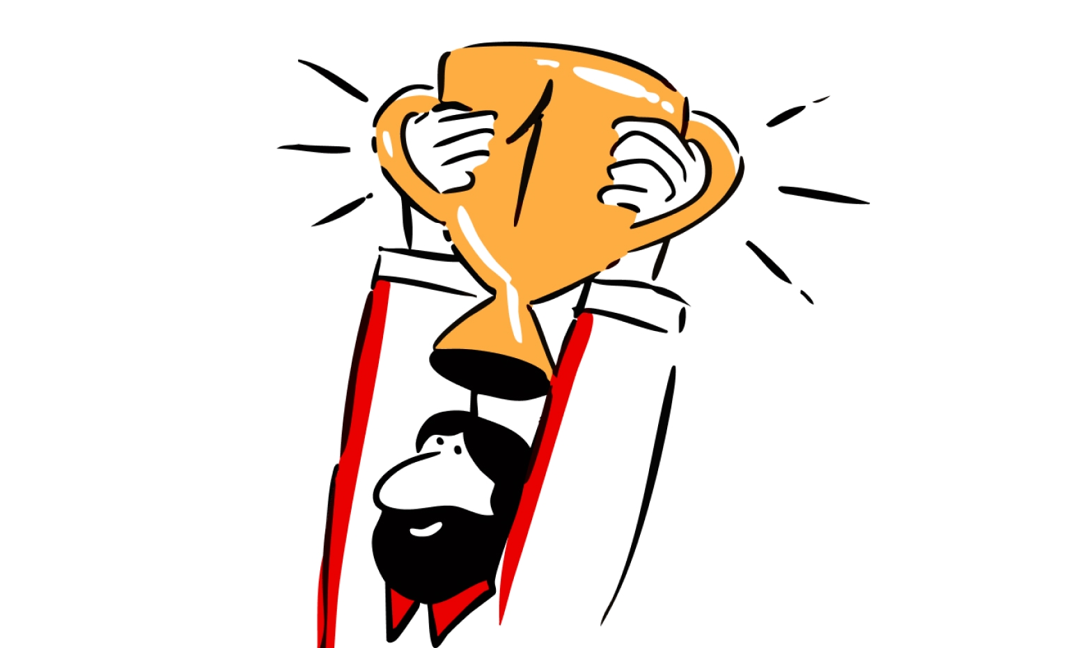 ilustração de homem a levantar um troféu.
