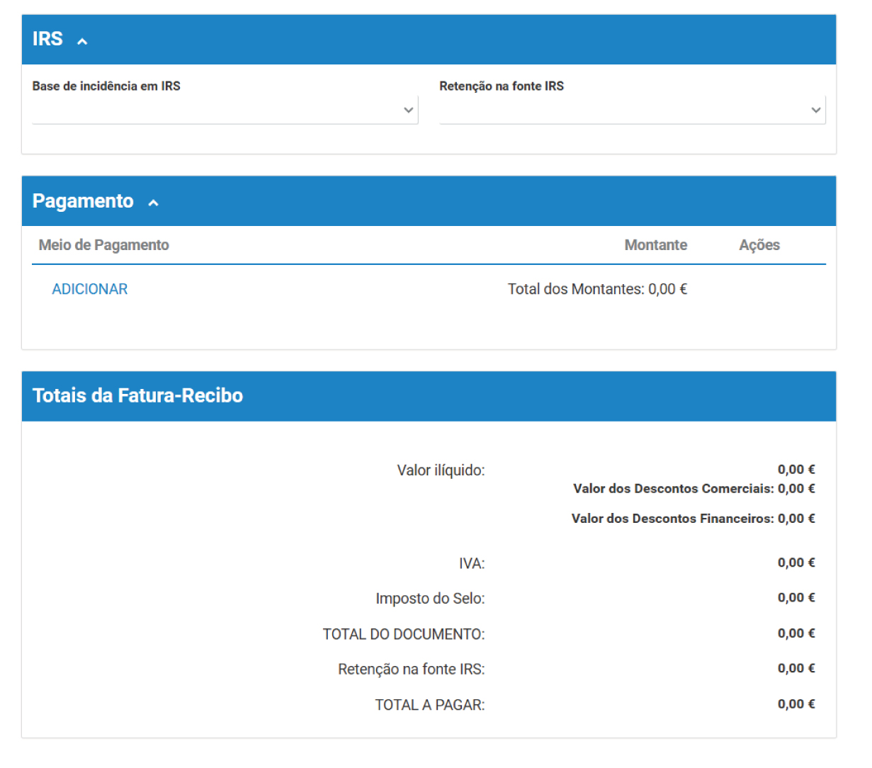 print do sucesso da emissão do recibo verde