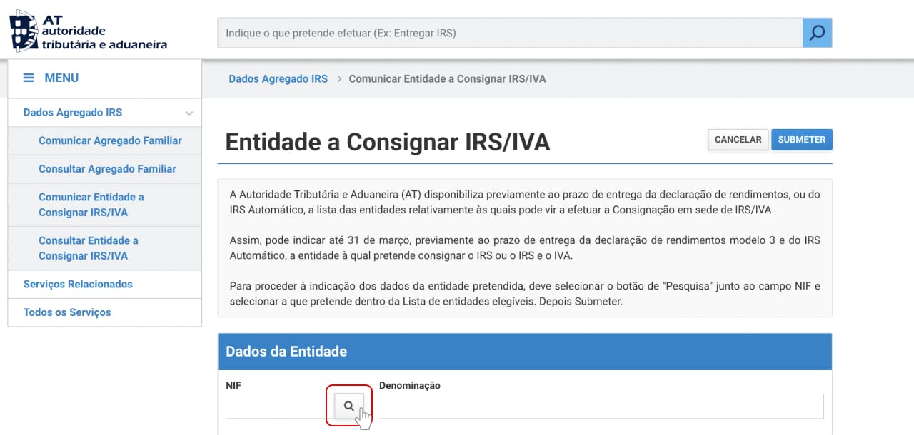 print de processo para consignar IRS passo 4