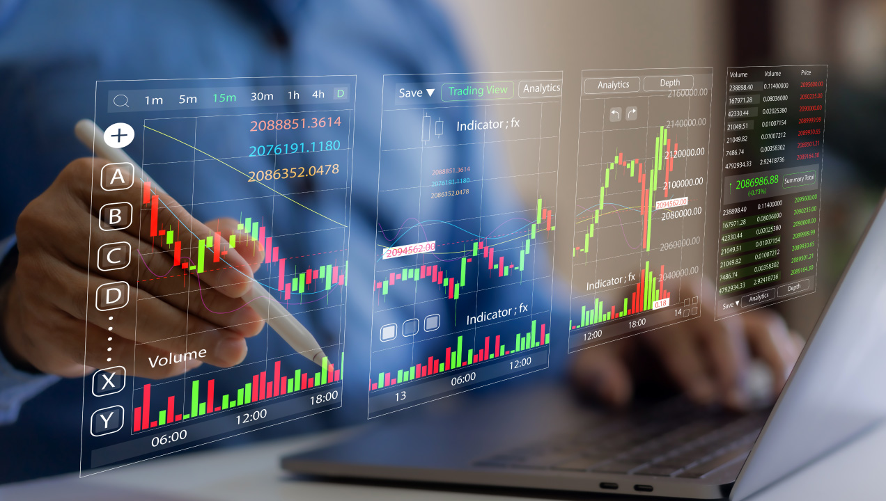 Senhor a analisar os gráficos das ações