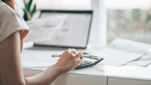 senhora a preencher no computador a sua declaração IES