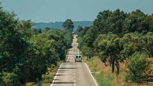 estrada nacional 2 com paisagem verde à volta