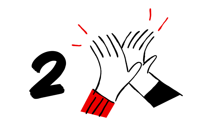 ilustração de duas mãos em "dá cá mais 5"