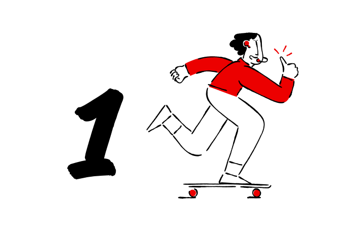 ilustração de jovem a andar num skate