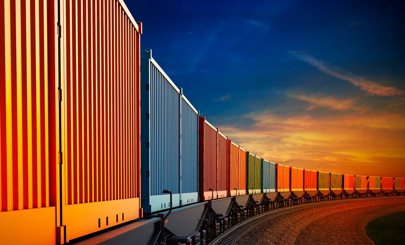 carruagens de comboio com contentores