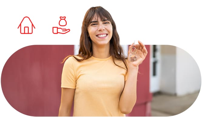  jovem sorridente naquela que parece ser a sua casa nova